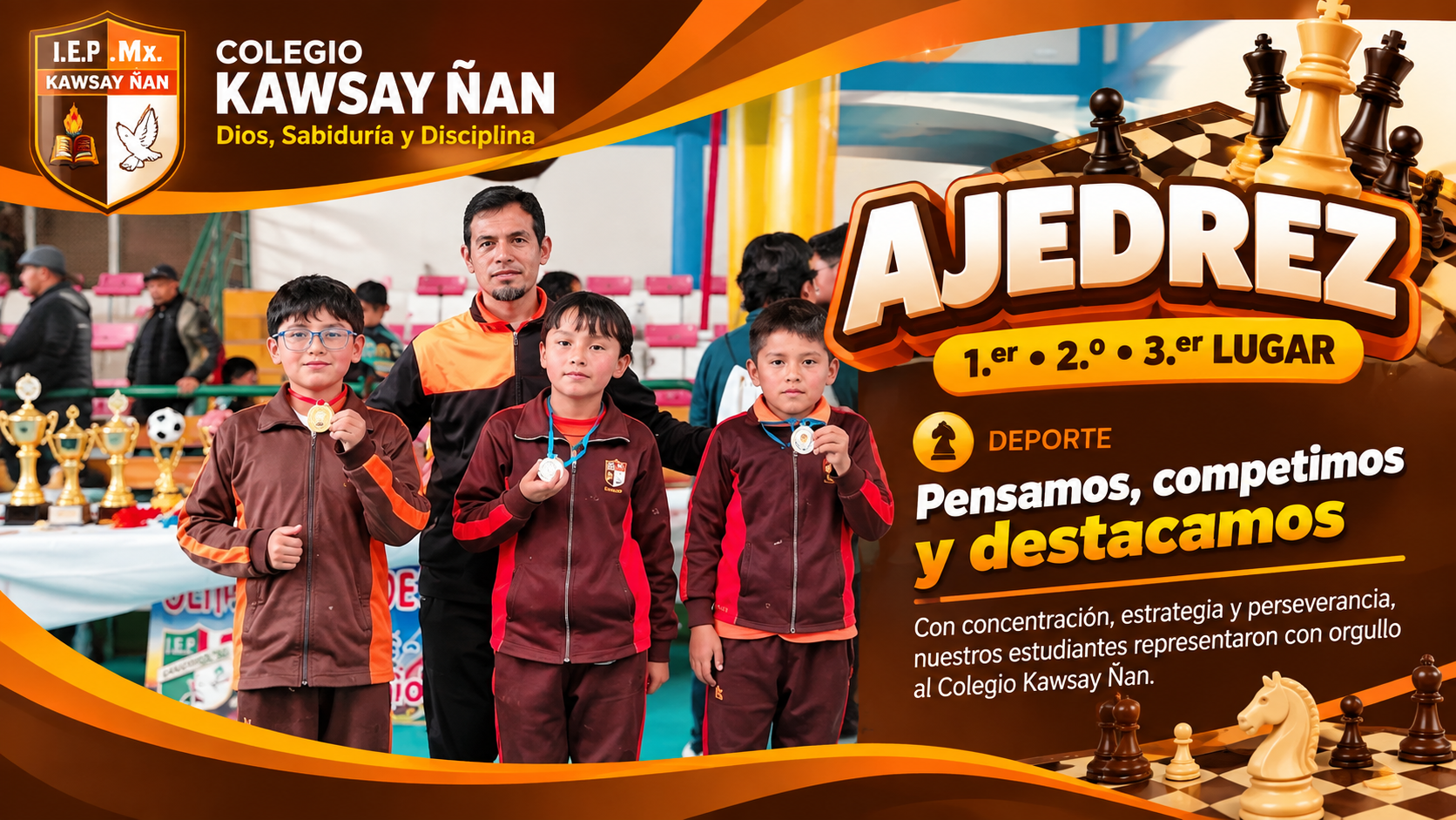 Estudiantes destacados en ajedrez del Colegio Kawsay Ñan