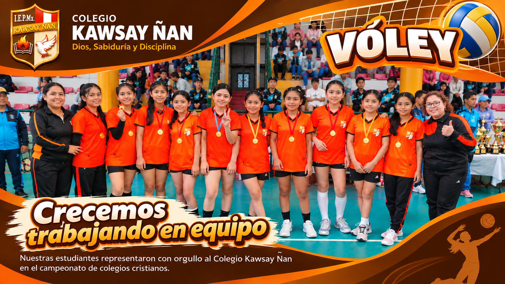Equipo de vóley del Colegio Kawsay Ñan